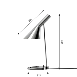 AJ bordlampe, poleret stål
