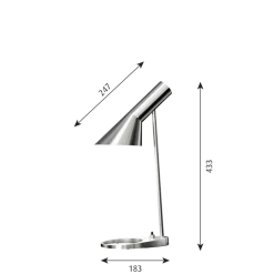AJ Mini bordlampe V3, poleret stål