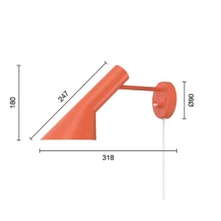 AJ væglampe u/afbryder, electric orange