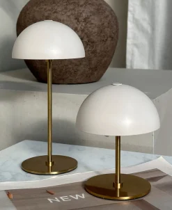 Along LED bord- / batterilampe, beige/messing (2 stk.)