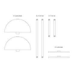 Along LED bord- / batterilampe, beige/messing (2 stk.)