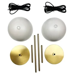 Along LED bord- / batterilampe, beige/messing (2 stk.)