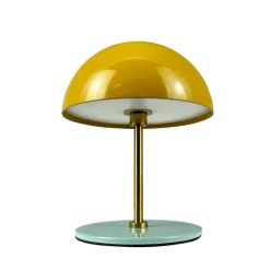Along LED bord- / batterilampe, karry/turkis / messing (2 stk.)