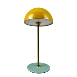 Along LED bord- / batterilampe, karry/turkis / messing (2 stk.)