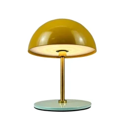 Along LED bord- / batterilampe, karry/turkis / messing (2 stk.)