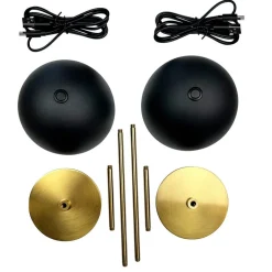 Along LED bord- / batterilampe, sort/messing (2 stk.)