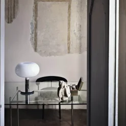 AM1N bordlampe, krom/hvid