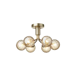 Apiales 6 loftlampe, børstet messing/optic guld glas