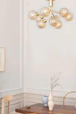 Apiales 9 loftlampe, børstet messing/optic guld glas