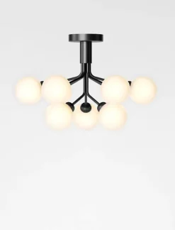 Apiales 9 loftlampe, satin sort/opal