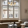 Apiales 9 lysekrone, børstet messing/optic guld glas