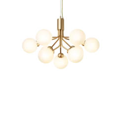 Apiales 9 lysekrone, børstet messing/opal