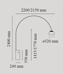 Arco Gulvlampe m/indbygget LED + Lysdæmper