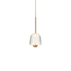 Asteea 1 pendel, satin messing/riflet klar