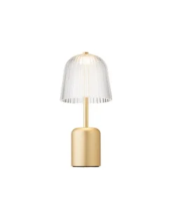 Asteea Portable bordlampe / batterilampe, satin messing/riflet klar