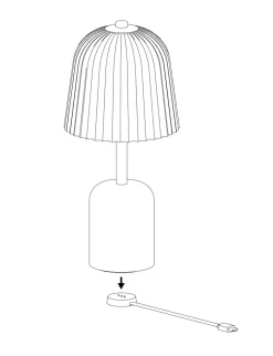 Asteea Portable bordlampe / batterilampe, satin messing/riflet klar