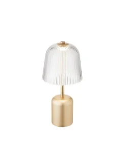 Asteea Portable bordlampe / batterilampe, satin messing/riflet klar