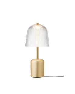 Asteea Portable bordlampe / batterilampe, satin messing/riflet klar
