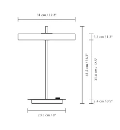 Asteria bordlampe m/USB, rose/messing