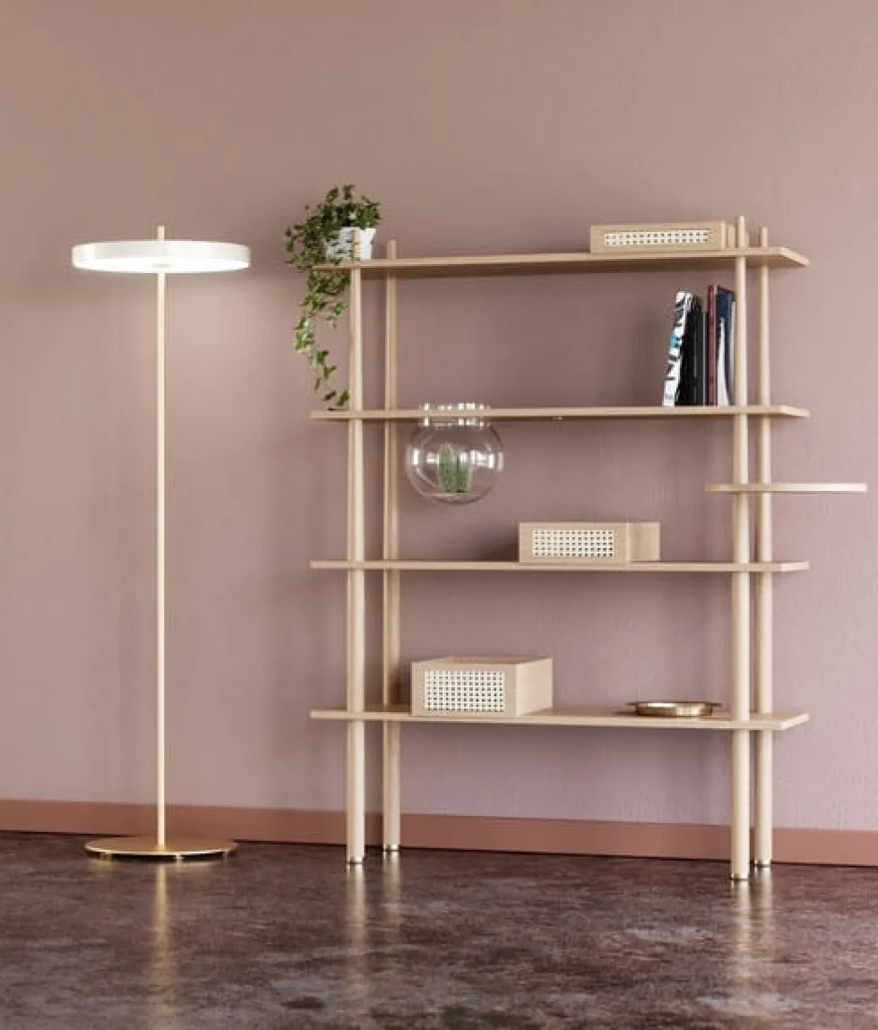 Asteria gulvlampe, pearl hvid/messing