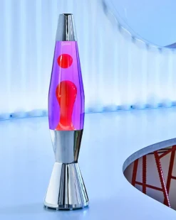 Astro Baby lavalampe, sølv/violet med rød lava
