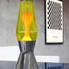 Astro lavalampe, sølv/gul med orange lava