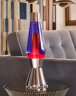 Astro lavalampe, sølv/violet med rød lava