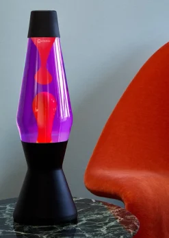 Astro lavalampe, sort/violet med rød lava