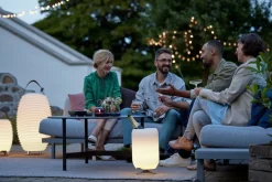 Atmos LED lampe m/højtaler & drinks køler, børstet sølv