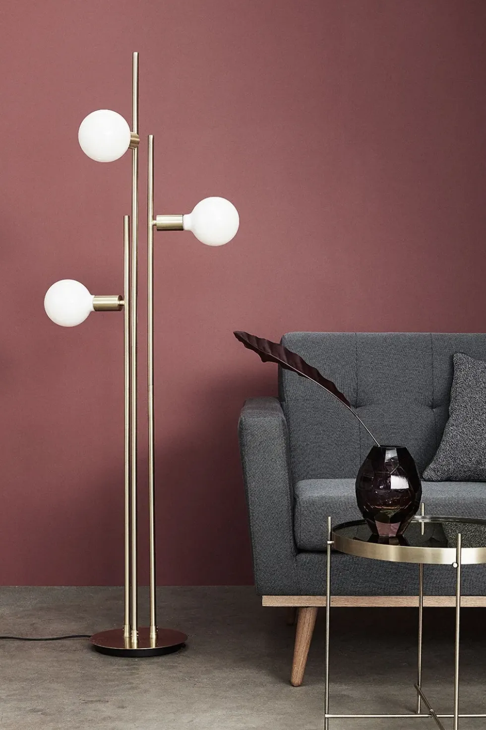 Balance gulvlampe, messing
