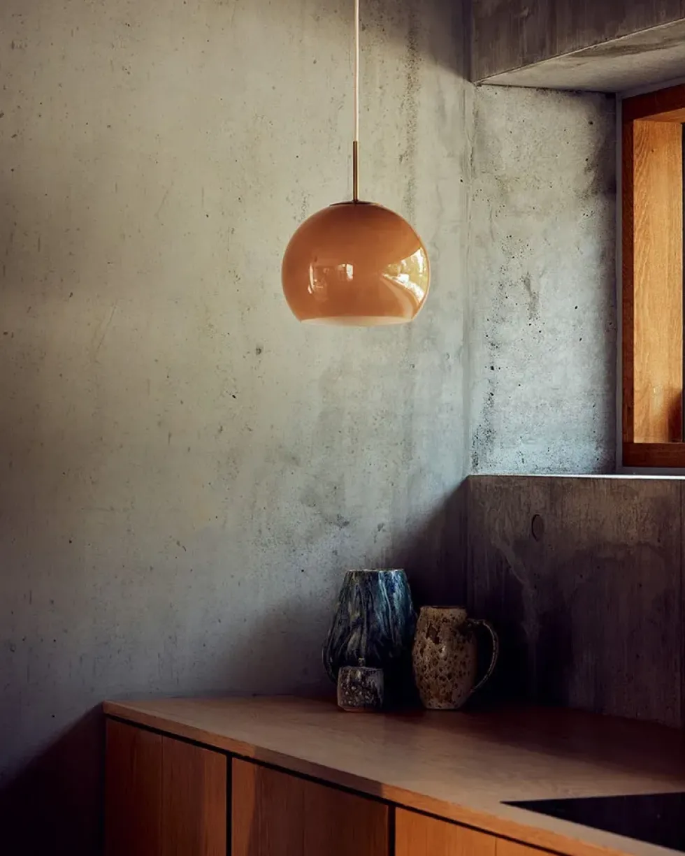 Ball Glass pendel Ø25, sand grey