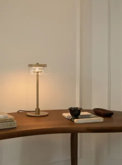 Blossi bordlampe small, nordic guld/klar