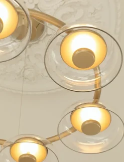 Blossi 6 lysekrone, nordic guld/klar