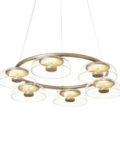 Blossi 6 lysekrone, nordic guld/klar