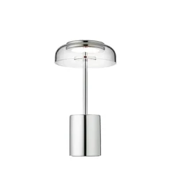 Blossi Mini Portable bordlampe / batterilampe, krom/klar