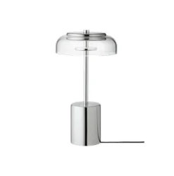 Blossi Mini Portable bordlampe / batterilampe, krom/klar