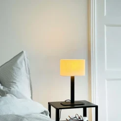 Calix bordlampe m/oval stofskærm, natur/sort