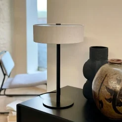 Calix bordlampe m/stofskærm, natur/sort
