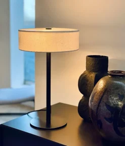 Calix bordlampe m/stofskærm, natur/sort