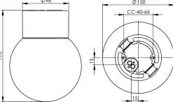 Classic Globe 150 loftlampe / væglampe IP54, hvid/blank opal