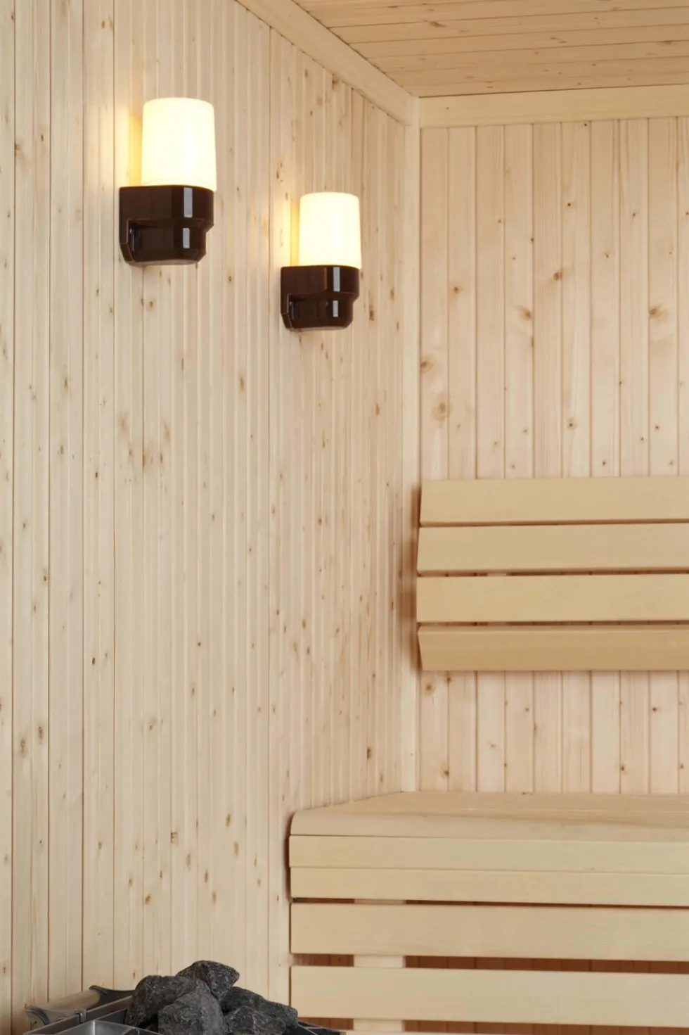 Classic Sauna væglampe, brun