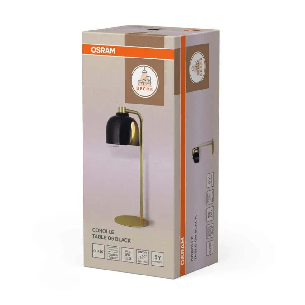Decor Corolle bordlampe, sort/guld