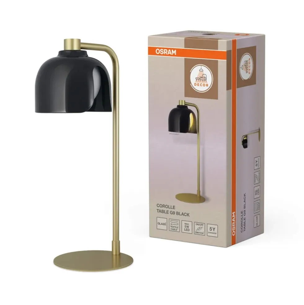 Decor Corolle bordlampe, sort/guld