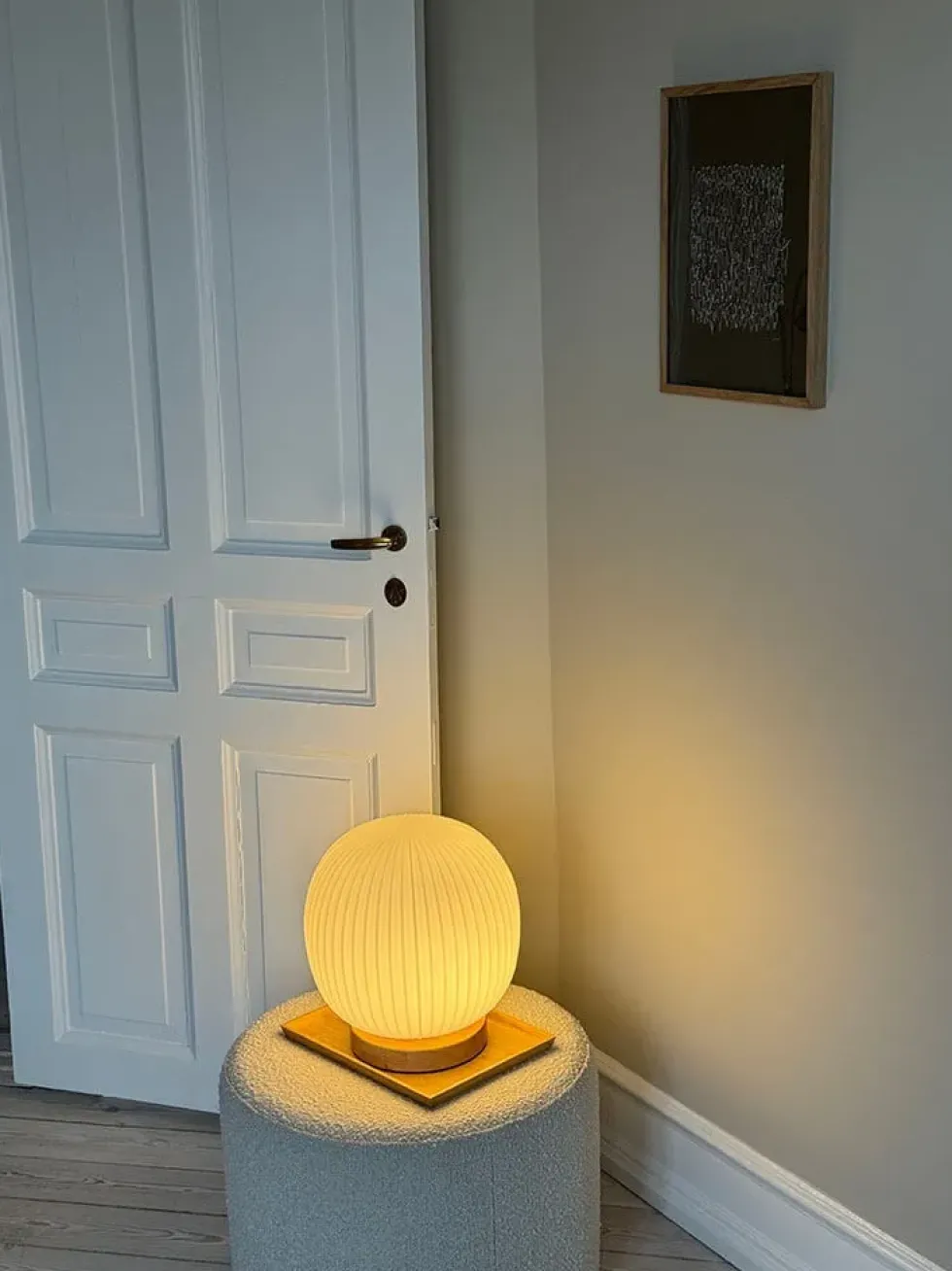 Decor Glass Lantern bordlampe, hvid/natur