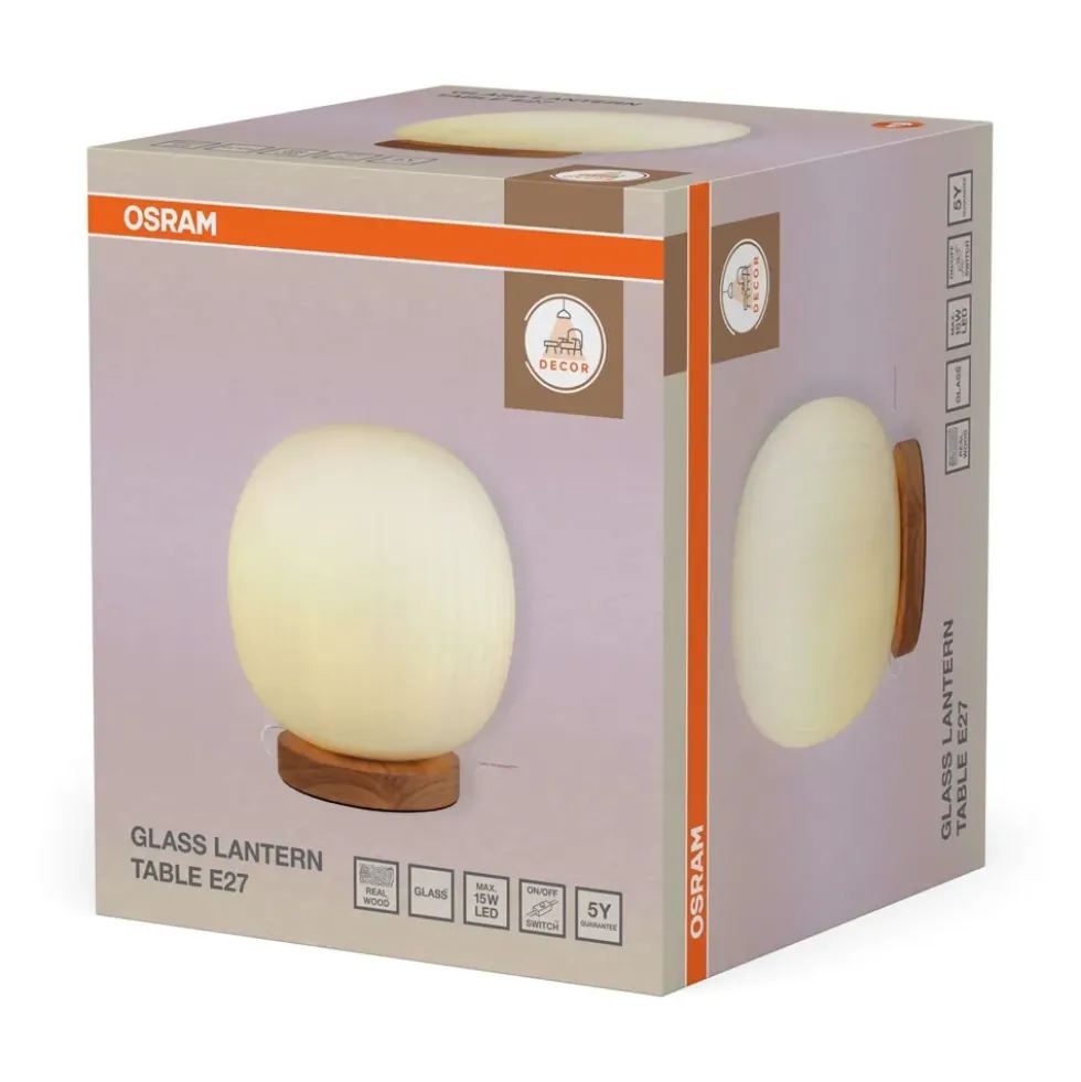Decor Glass Lantern bordlampe, hvid/natur