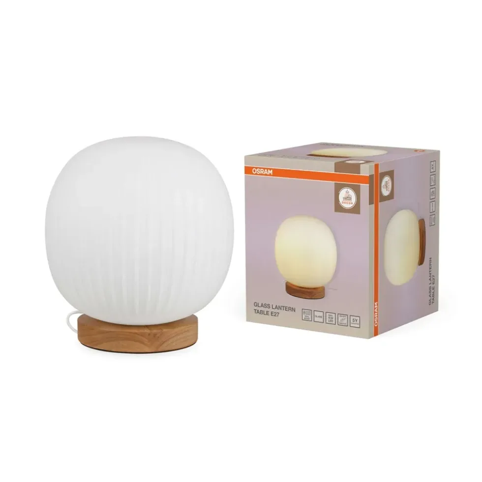 Decor Glass Lantern bordlampe, hvid/natur
