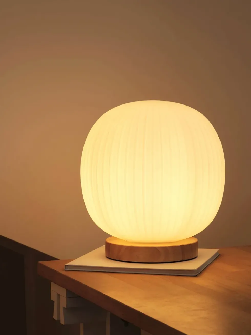 Decor Glass Lantern bordlampe, hvid/natur