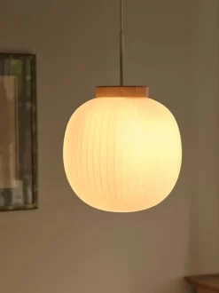 Decor Glass Lantern pendel, hvid/natur