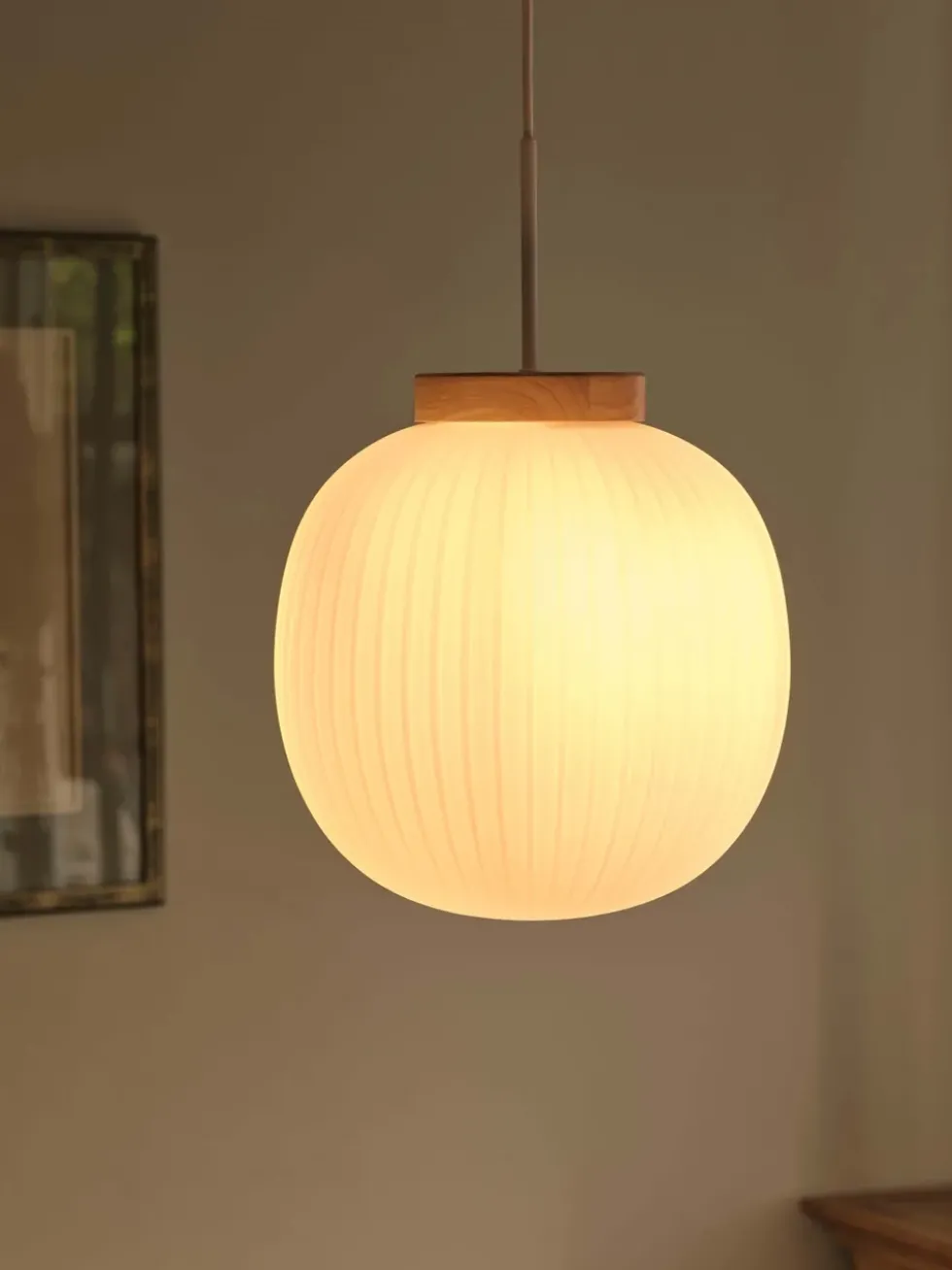 Decor Glass Lantern pendel, hvid/natur