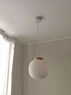 Decor Glass Lantern pendel, hvid/natur